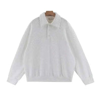 Men's Loose Knitted Polo Sweatshirt – Long Sleeve Early Autumn Casual Pullover