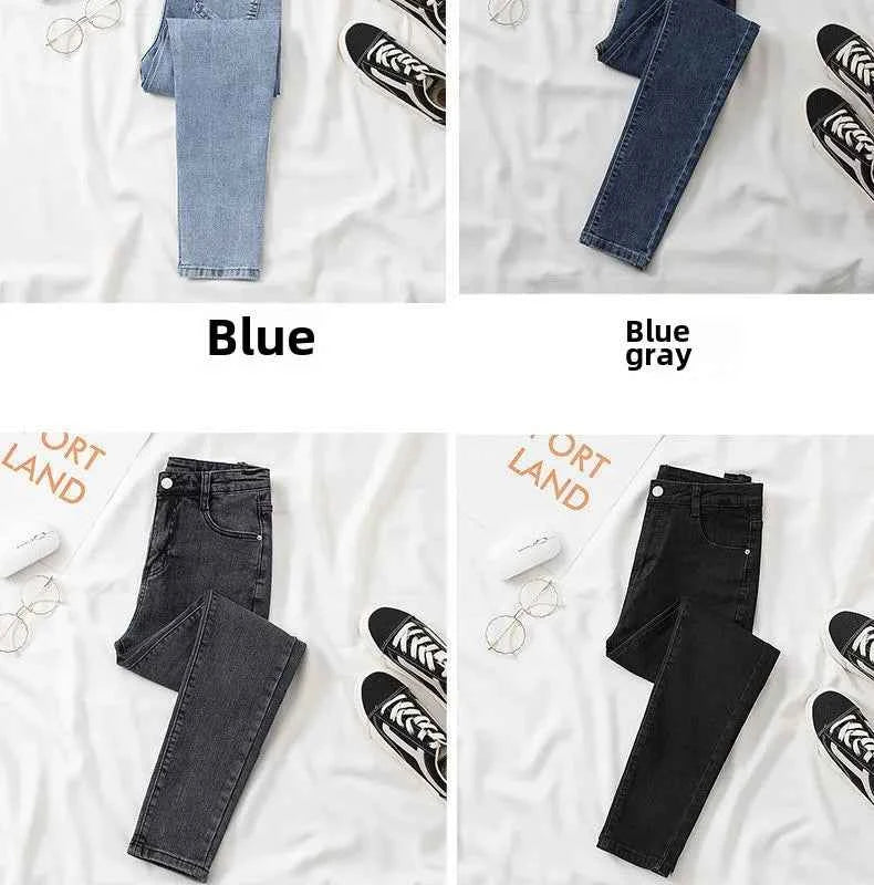 Women's Black Grey Slim Fit Jeans – Chic Cropped Smoothing Denim Pants