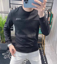 Men's 100% Cotton Long Sleeve Sweatshirt – Round Neck Aesthetic Pullover Tee
