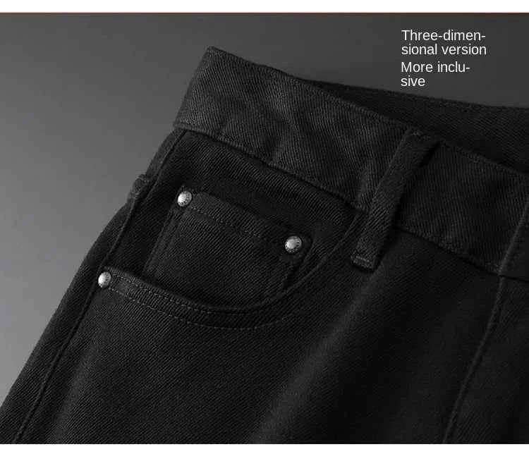 Men's Black Slim Stretch Jeans – Luxury Printed Casual Denim Pants