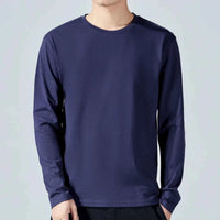 Men's Cotton Long Sleeve T-Shirt – Solid Color Full Sleeve Undershirt for Spring & Autumn Casual Wear
