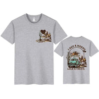 Women’s Heart Like a Truck Tee Western T-Shirt – Cowboy Rodeo Graphic Front & Back Tee