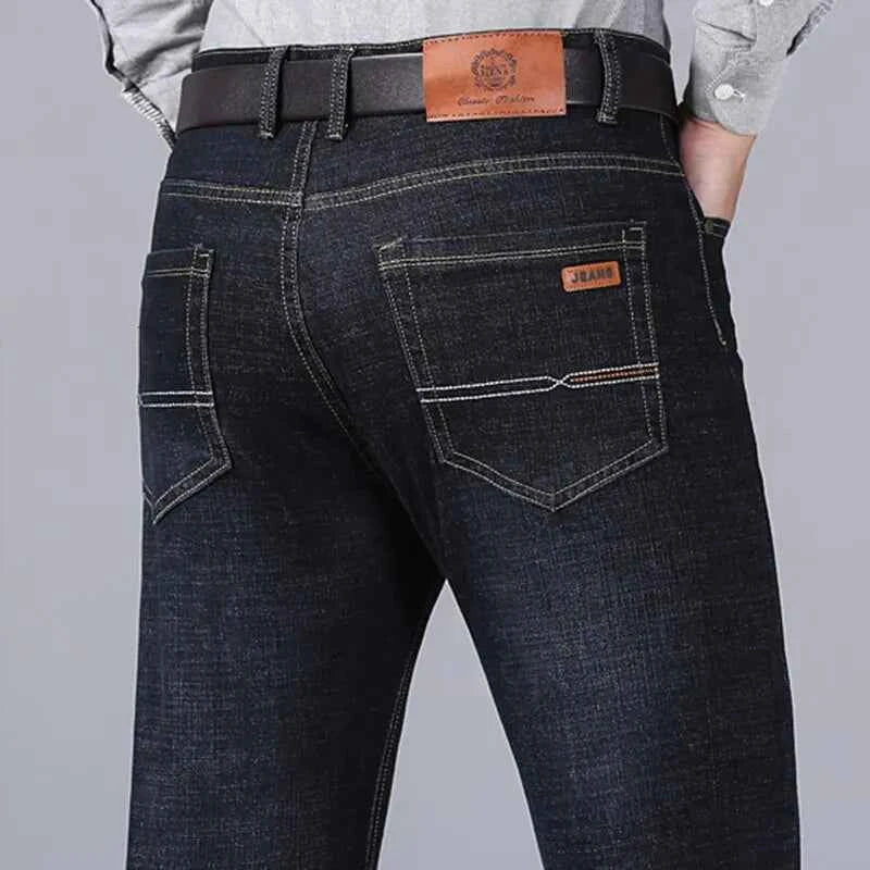 Men's Black Biker Denim Jeans – Classic Soft Stretch Casual Pants