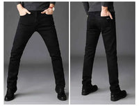 Men's Black Stretch Biker Jeans – Classic Fashion Denim Trousers