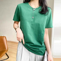 Women's Loose Cotton O-Neck T-Shirt – Casual Summer Short Sleeve Tee