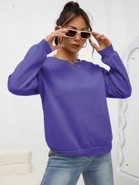 Women's Casual Solid Color Sweatshirt – Loose Fit Crewneck Fashion Pullover