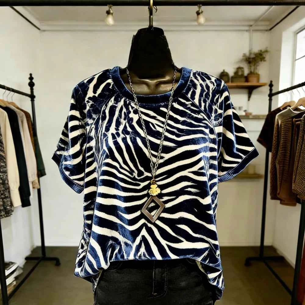 Women's Gradient Animal Print T-Shirt – Soft Feel Short Sleeve Loose Fit Casual Streetwear Top