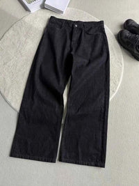 Men's Black Red Selvedge Jeans – Raw Denim Wide Leg Micro Flare Pants