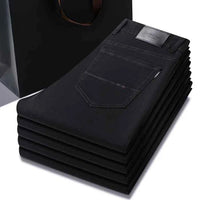 Men's Black Stretch Straight Jeans – Thin Breathable Business Casual Pants