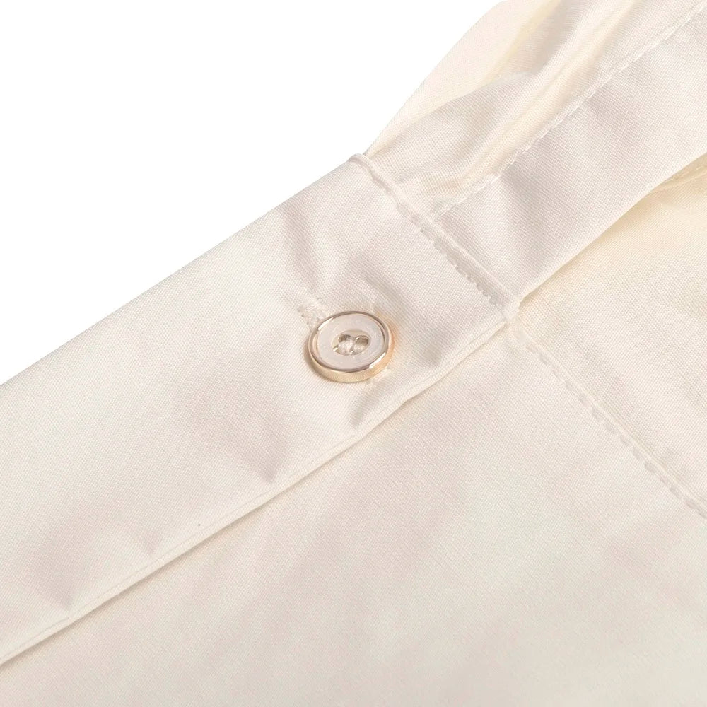 Women's Embroidered V-Neck Office Shirt – Elegant Belted Long Sleeve Office Top