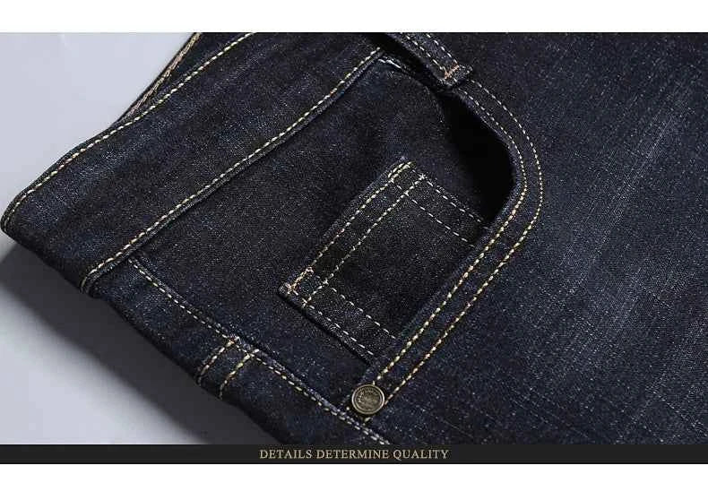 Men's Black Biker Denim Jeans – Classic Soft Stretch Casual Pants