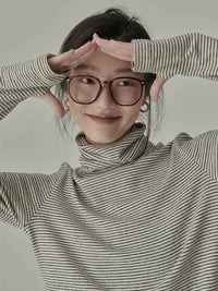 Women's Striped Long Sleeve Turtleneck T-Shirt – Cozy Elegant Korean Style Casual Spring T-Shirt