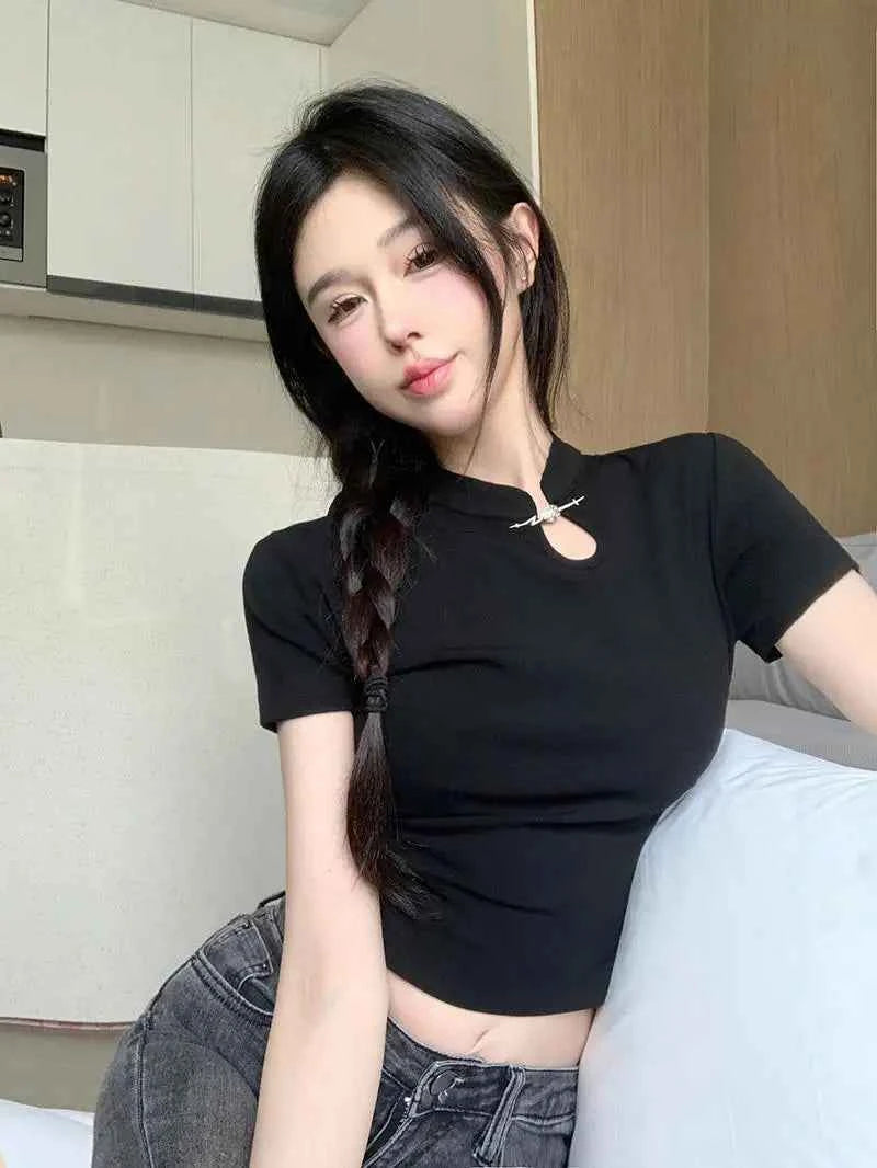 Women's Retro Chinese Style T-Shirt– Trendy Streetwear Casual Summer Tee
