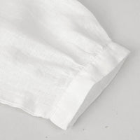 Women's Linen V-Neck Shirt – Premium White Retro Three-Quarter Sleeve Top