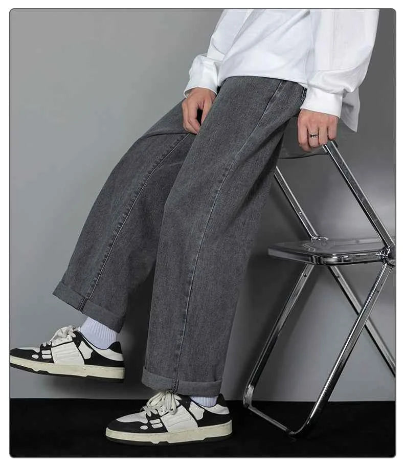 Men's Korean Straight Wide-Leg Jeans – Casual Classic Denim Pants 2026