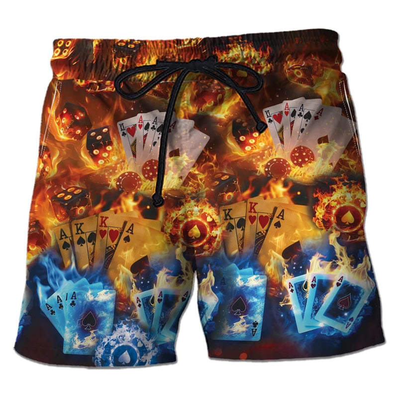 Men's Casino Poker Boardshorts – 3D Print Beach Shorts Casino Club Style