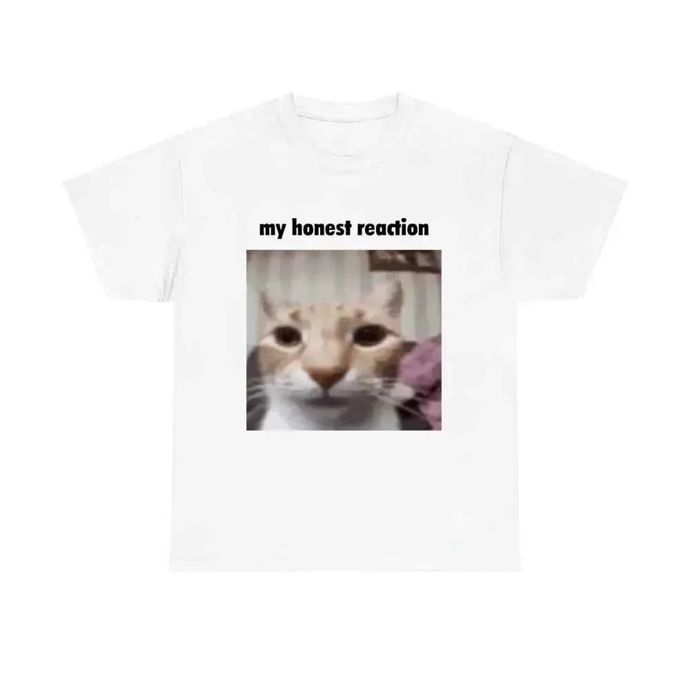 Funny Cat Printed T-Shirt Women's Casual – “My Honest Reaction” Women’s Casual Short Sleeve Summer Tee