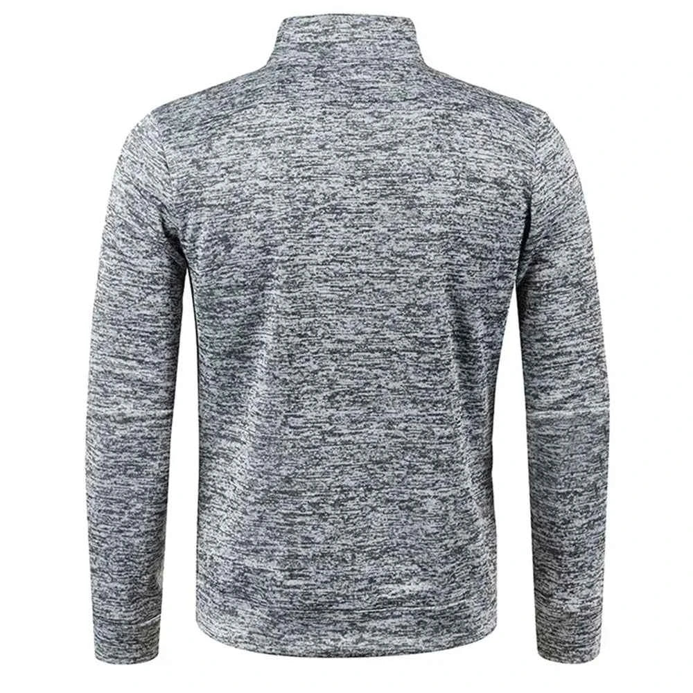 Men's Half Zipper Turtleneck Sweatshirt – Thick Pullover Turtleneck Autumn Outdoor Solid Color Top
