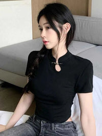 Women's Retro Chinese Style T-Shirt– Trendy Streetwear Casual Summer Tee