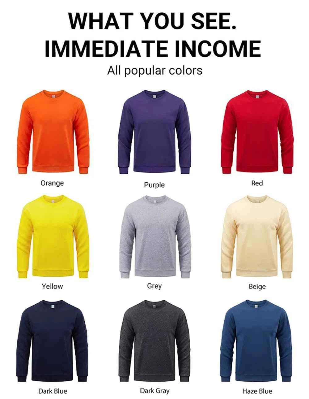 Women's Casual Solid Color Sweatshirt – Loose Fit Crewneck Fashion Pullover