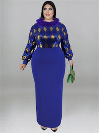 Women's Plus Size Vintage Maxi Dress – Elegant Long Sleeve Streetwear Dress