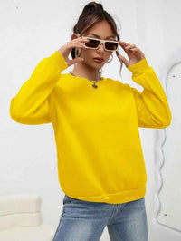 Women's Casual Solid Color Sweatshirt – Loose Fit Crewneck Fashion Pullover