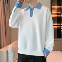 Men's Two Piece Lapel Sweatshirt Set – Loose Fit Casual Long Sleeve Top
