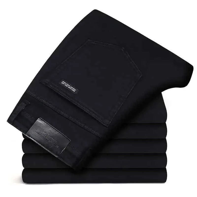 Men's Black Stretch Biker Jeans – Classic Fashion Denim Trousers