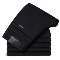 Men's Black Stretch Biker Jeans – Classic Fashion Denim Trousers