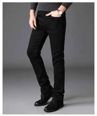 Men's Black Stretch Biker Jeans – Classic Fashion Denim Trousers