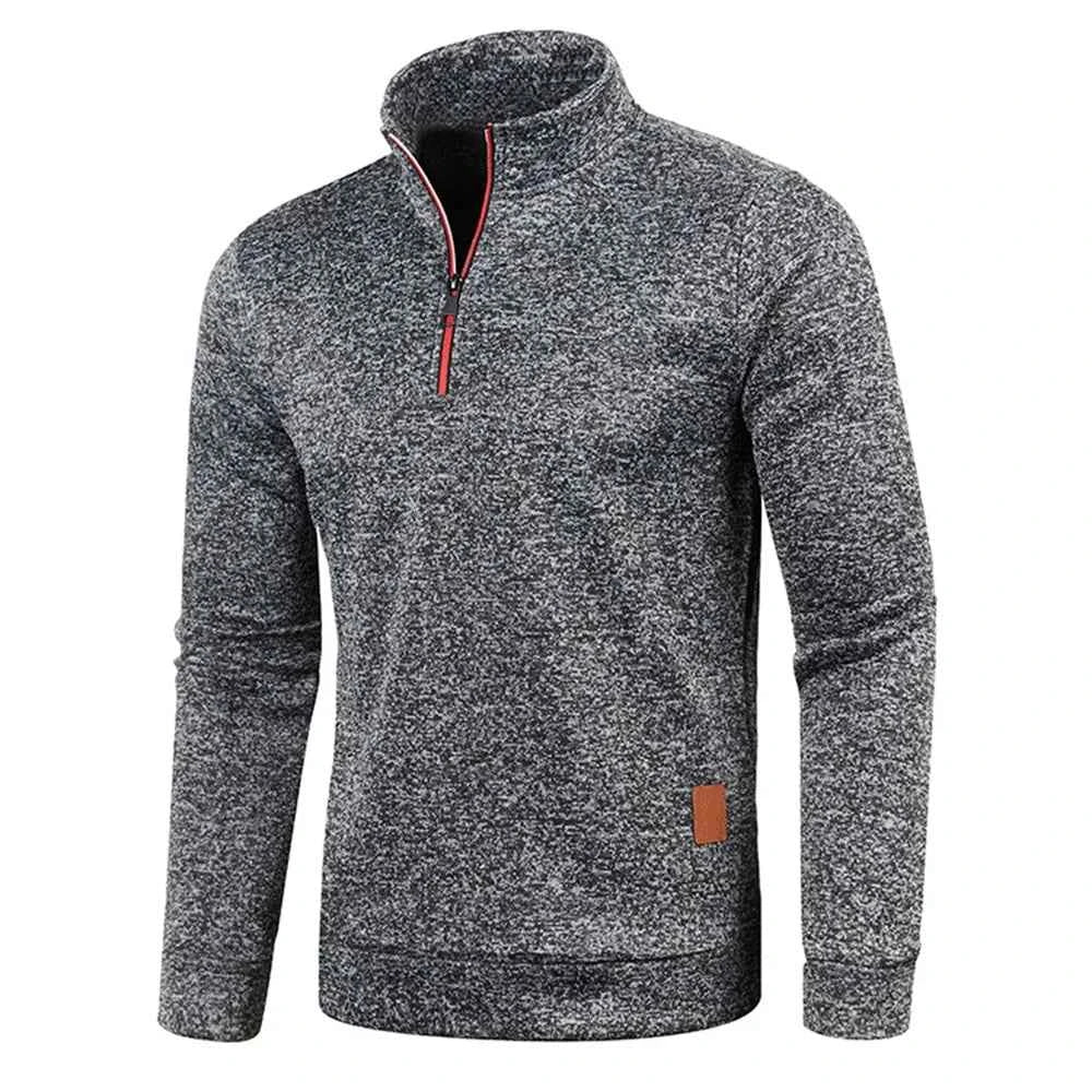Men's Half Zipper Turtleneck Sweatshirt – Thick Pullover Turtleneck Autumn Outdoor Solid Color Top