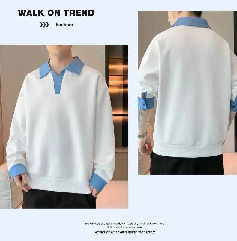 Men's Two Piece Lapel Sweatshirt Set – Loose Fit Casual Long Sleeve Top