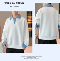 Men's Two Piece Lapel Sweatshirt Set – Loose Fit Casual Long Sleeve Top