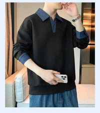 Men's Two Piece Lapel Sweatshirt Set – Loose Fit Casual Long Sleeve Top