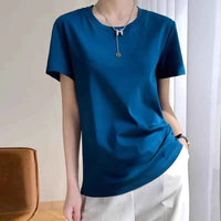 Women's Loose Cotton O-Neck T-Shirt – Casual Summer Short Sleeve Tee