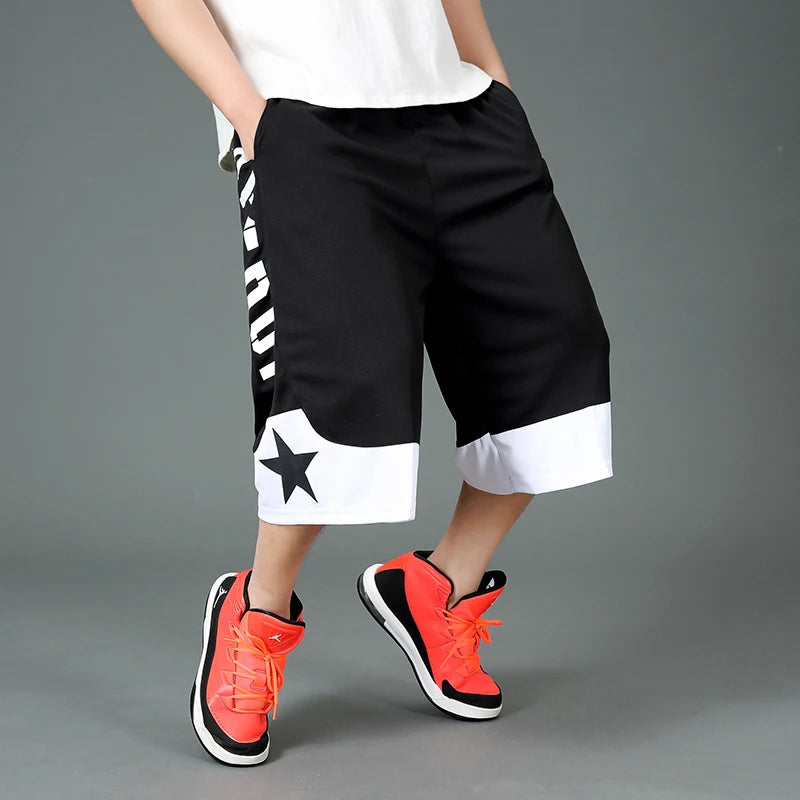 Men’s summer casual capri shorts loose fit hip hop straight pants plus size