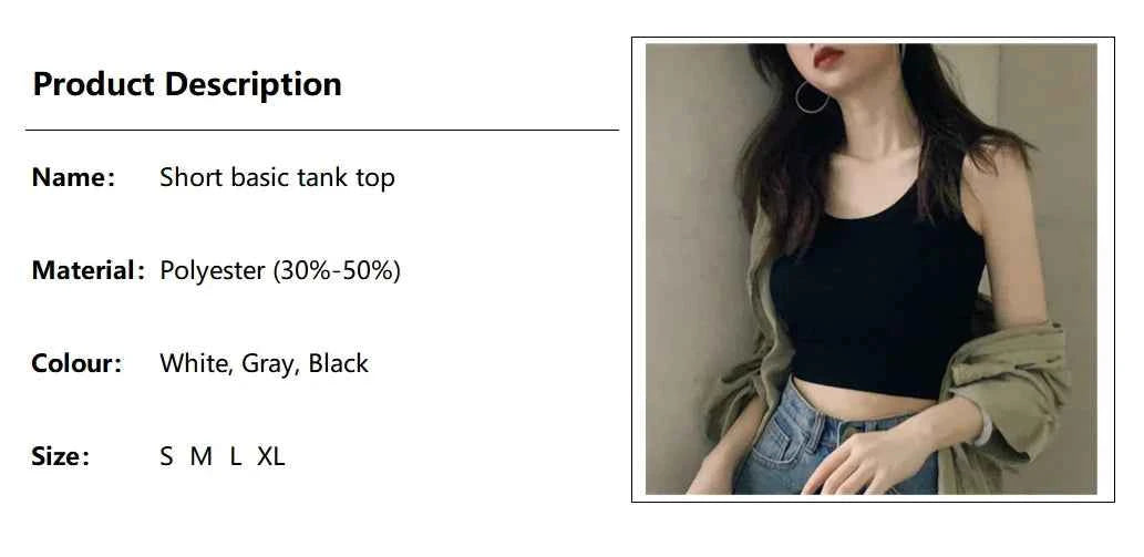 Women's Y2K Crop Tank Top – Sleeveless Korean Harajuku Aesthetic Vest