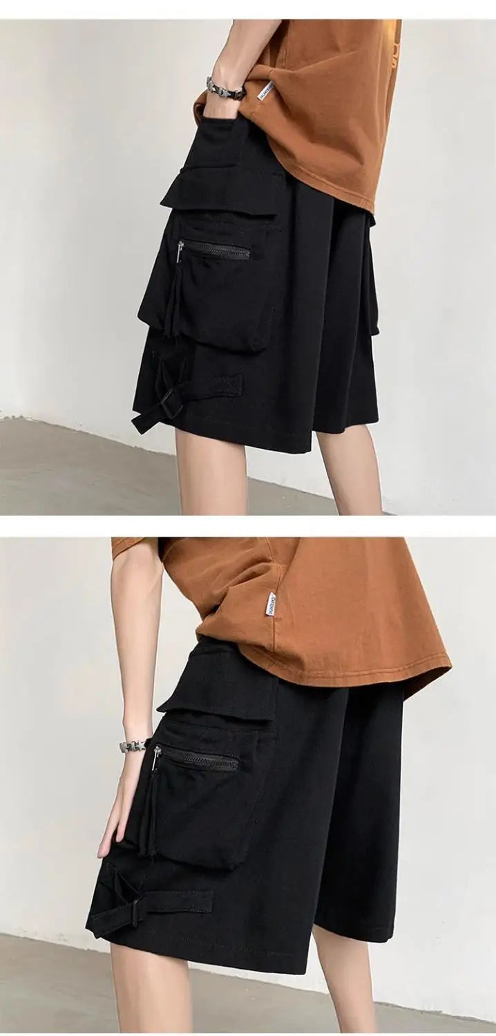 Men's Retro Workwear Shorts – Loose Wide-Leg High Street Casual Pants