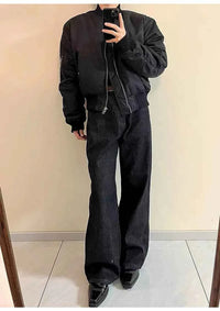 Men's Black Red Selvedge Jeans – Raw Denim Wide Leg Micro Flare Pants
