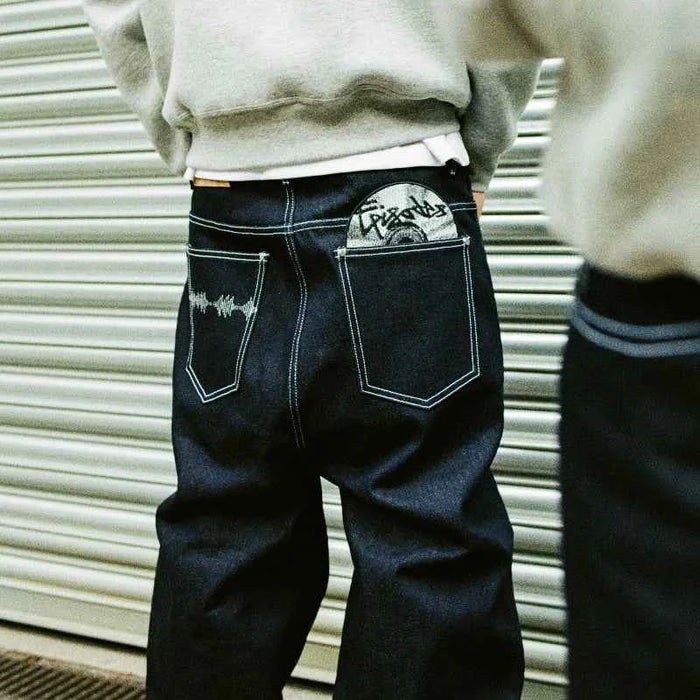 Vintage Black Wide Leg Embroidered Jeans – Hip Hop Harajuku Baggy Streetwear Pants