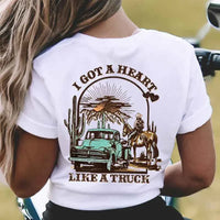 Women’s Heart Like a Truck Tee Western T-Shirt – Cowboy Rodeo Graphic Front & Back Tee