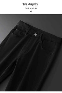 Men's Black Slim Stretch Jeans – Luxury Printed Casual Denim Pants