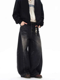 Men's Vintage Black Baggy Jeans – Wide Leg Streetwear Denim Pants