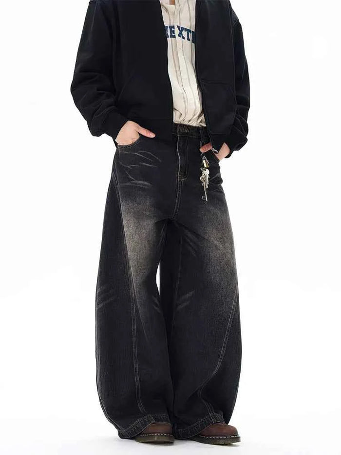 Men's Vintage Black Baggy Jeans – Wide Leg Streetwear Denim Pants