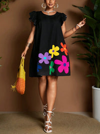 Women's Plus Size Floral Casual Dress – Round Neck Everyday Fashion Dress