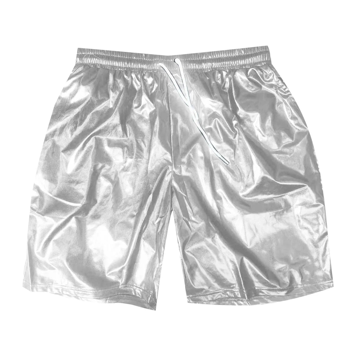 Men's Metallic Shiny Beach Shorts – Sparkly Elastic Waist Summer Hot Pants