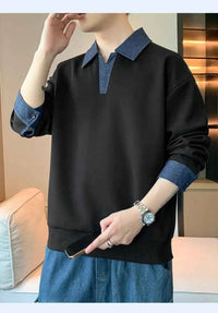 Men's Two Piece Lapel Sweatshirt Set – Loose Fit Casual Long Sleeve Top