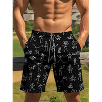 Men's 3D Print Skateboard Board Shorts – Funny Drawstring Beach Swim Trunks