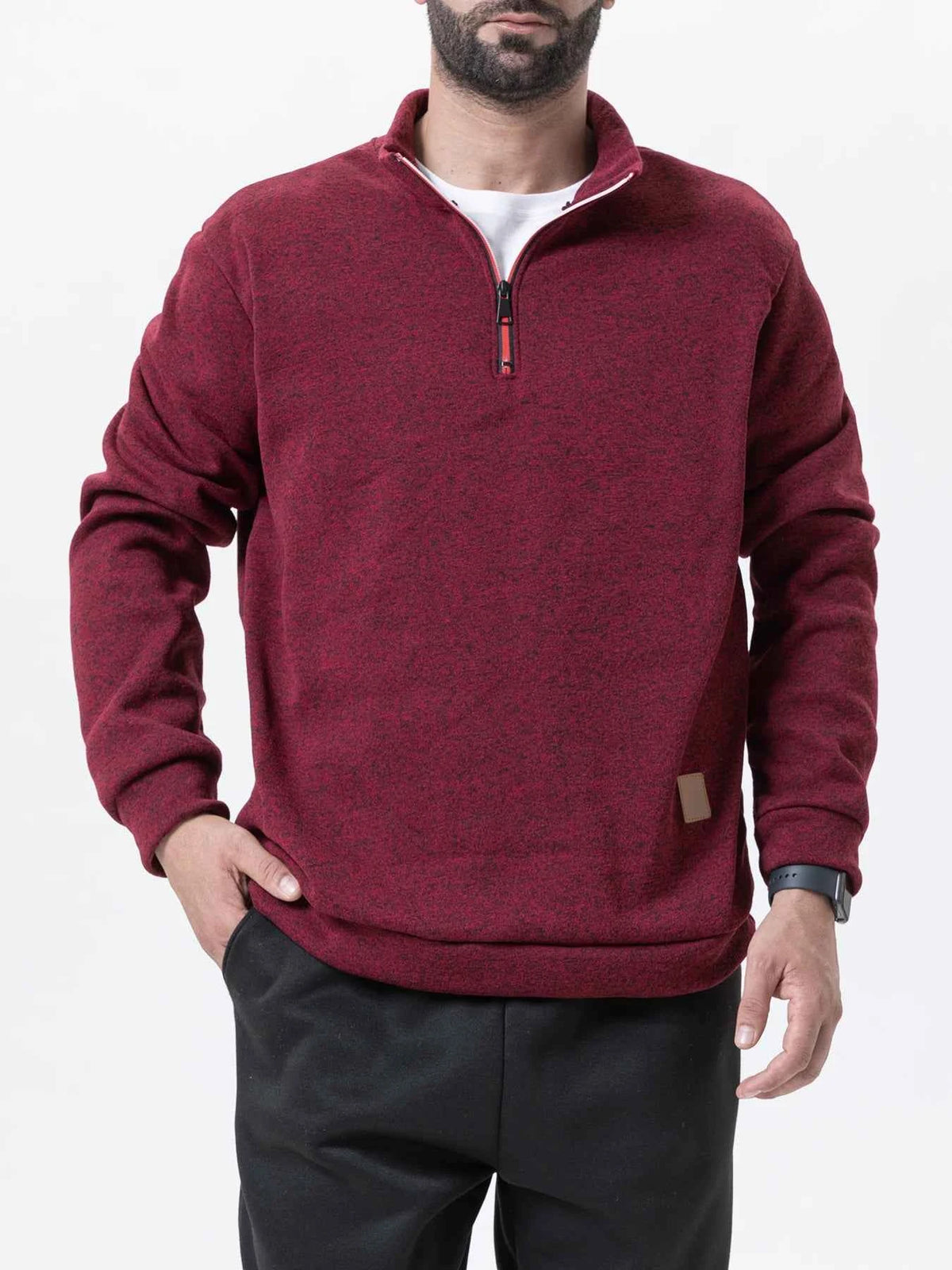 Men's Half Zipper Turtleneck Sweatshirt – Thick Pullover Turtleneck Autumn Outdoor Solid Color Top