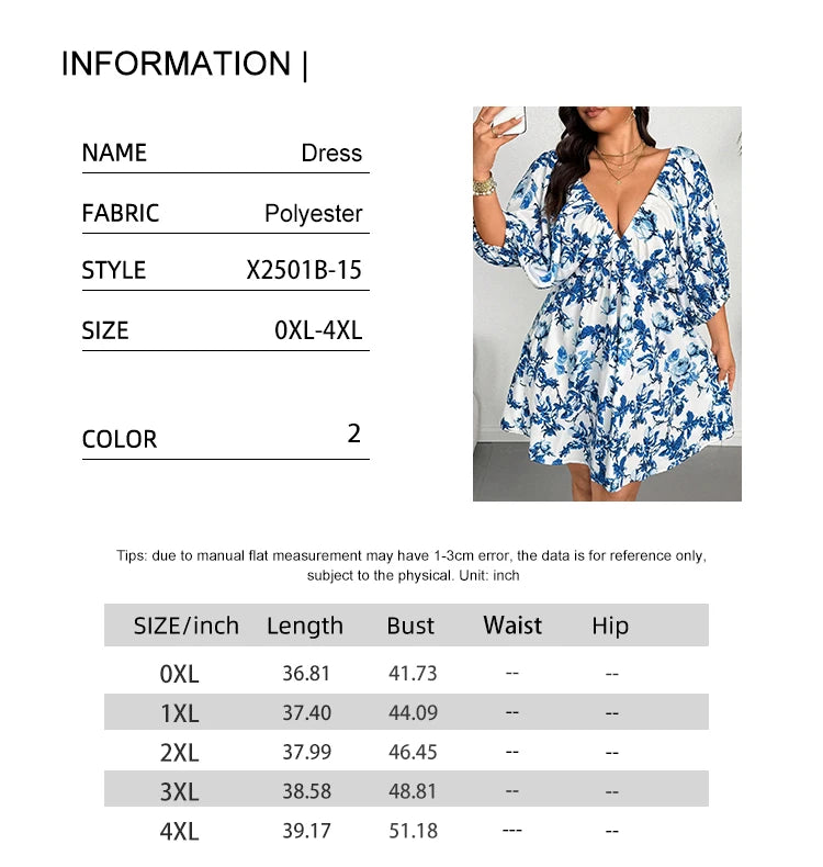 Women's Plus Size Floral Maxi Dress – Romantic V-Neck Summer Vacation Dress